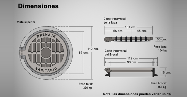 Brocal con tapa ciega para pozo de visita 90cm. (F-BR-306)