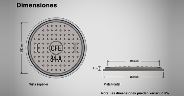 Tapa y aro 84-A para arroyo CFE (F-84A-CFE)