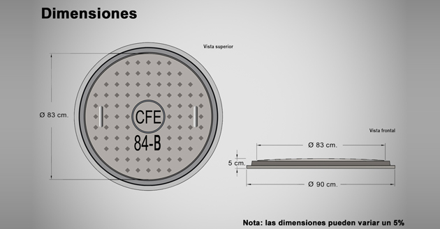 Tapa y aro 84-B para banqueta CFE (F-84B-CFE)