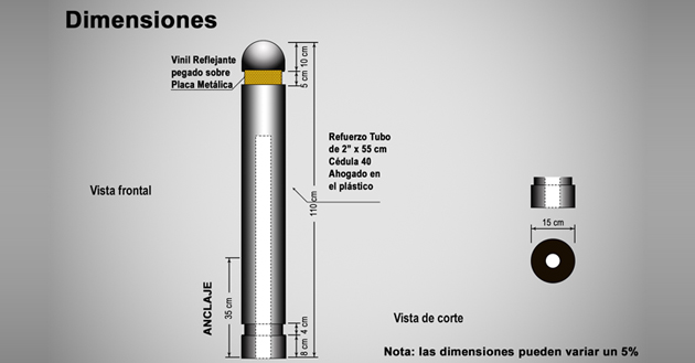 Bolardo poste de 110 cm. - Picoba (203-38)