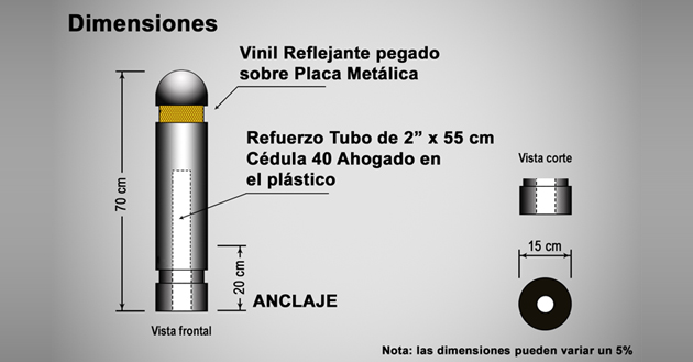 Bolardo poste de 70 cm. - Picoba (203-37)