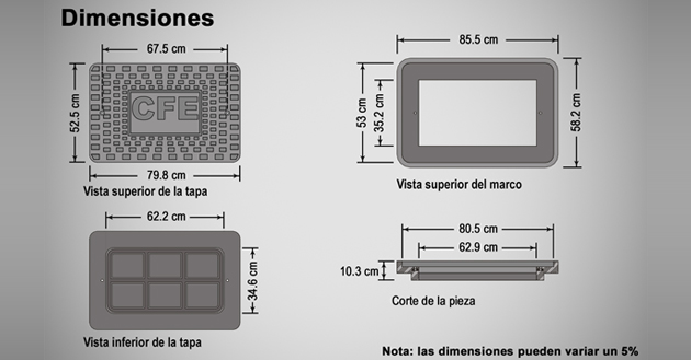 Marco y tapa para registro Hand-hole HH 40x70 cm