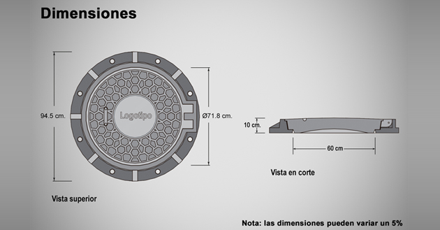 Brocal y tapa B-600 doble bisagra (110-01)