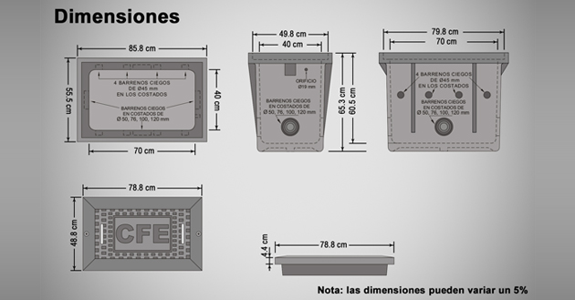 Registro para baja tensión en banqueta