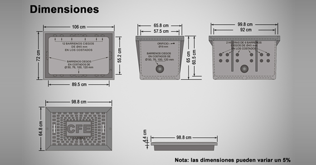 Registro para baja tensión en banqueta