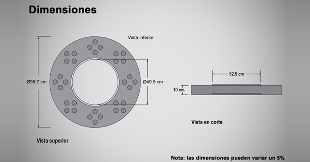 Anillo nivelador para brocal con tapa para pozo de visita con halo