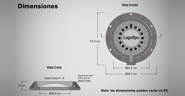 Brocal con tapa para pozo de visita con halo (101-02)